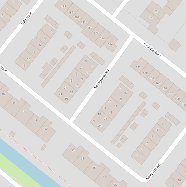 Kaart van de Seringenstraat.