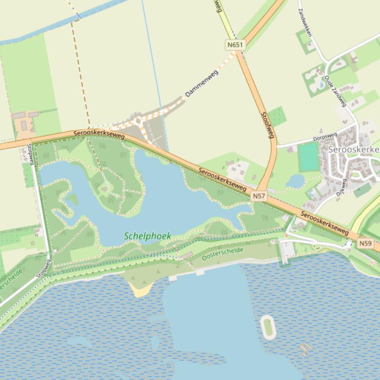 Kaart van de Serooskerkseweg.