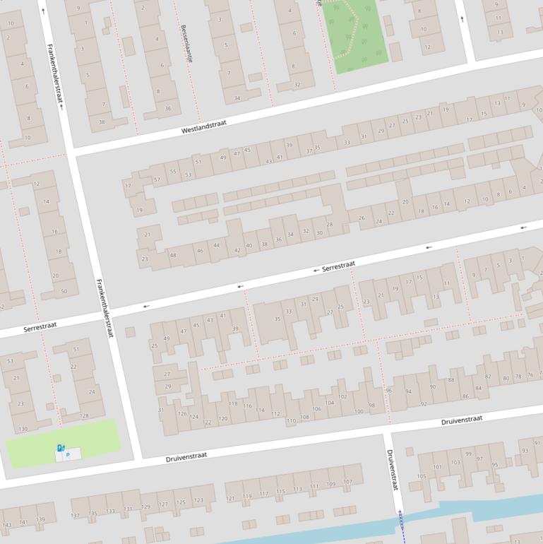 Kaart van de Serrestraat.