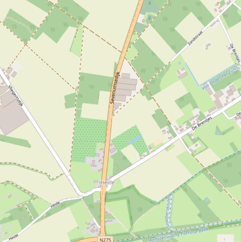 Kaart van de Sevenumsedijk.