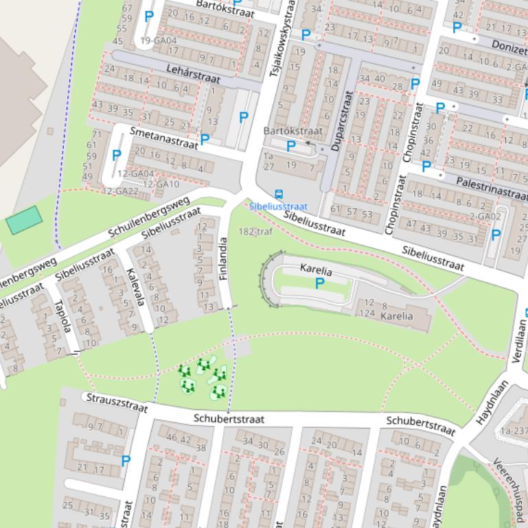 Kaart van de Sibeliusstraat.