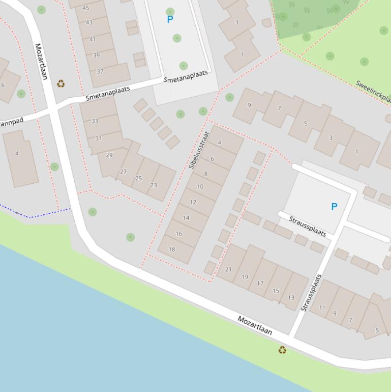 Kaart van de Sibeliusstraat.