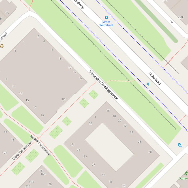 Kaart van de Sibrandus Stratinghstraat.