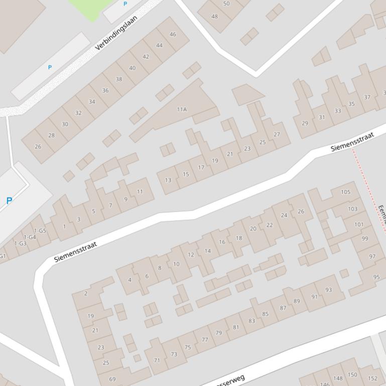 Kaart van de Siemensstraat.