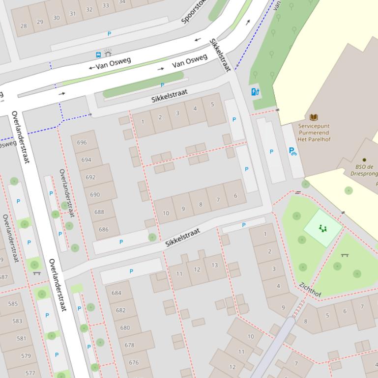 Kaart van de Sikkelstraat.