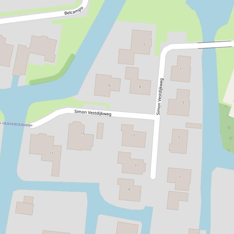 Kaart van de Simon Vestdijkweg.