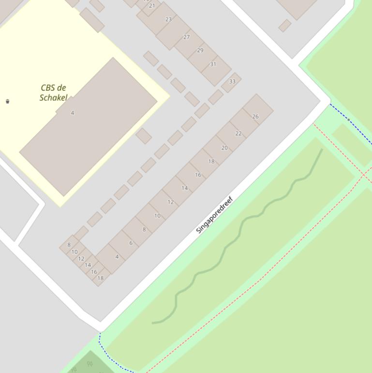 Kaart van de Singaporedreef.