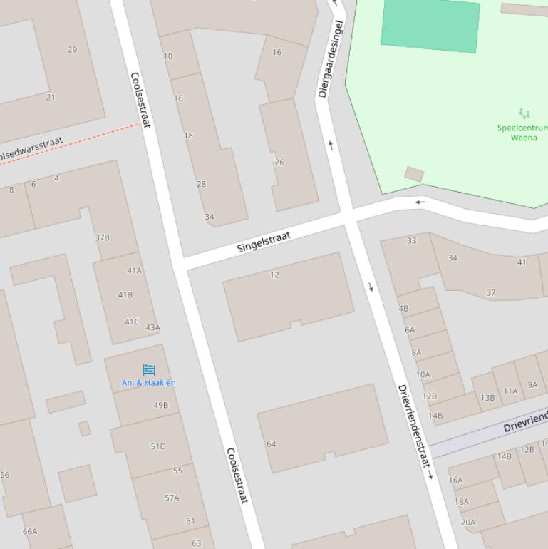 Kaart van de Singelstraat.