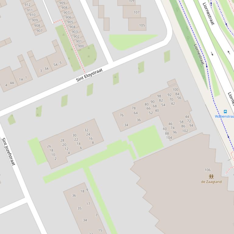 Kaart van de Sint Eloystraat.