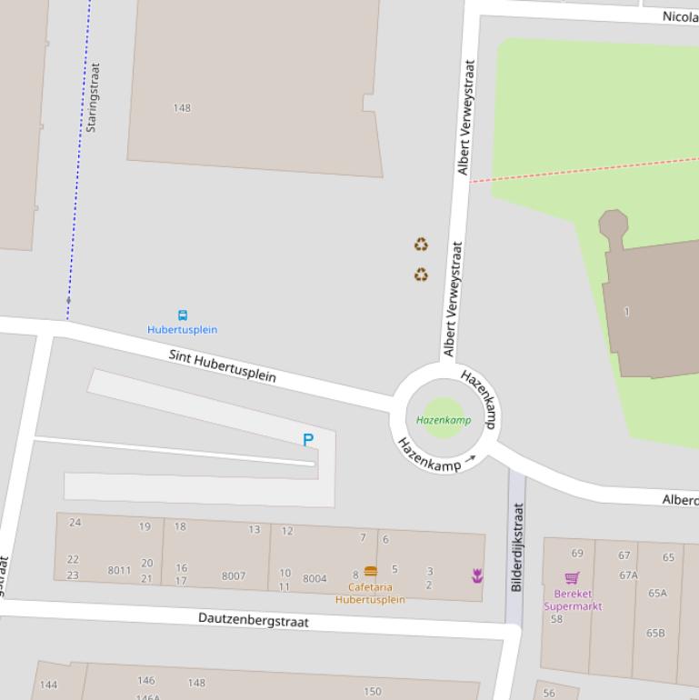 Kaart van het Sint Hubertusplein.