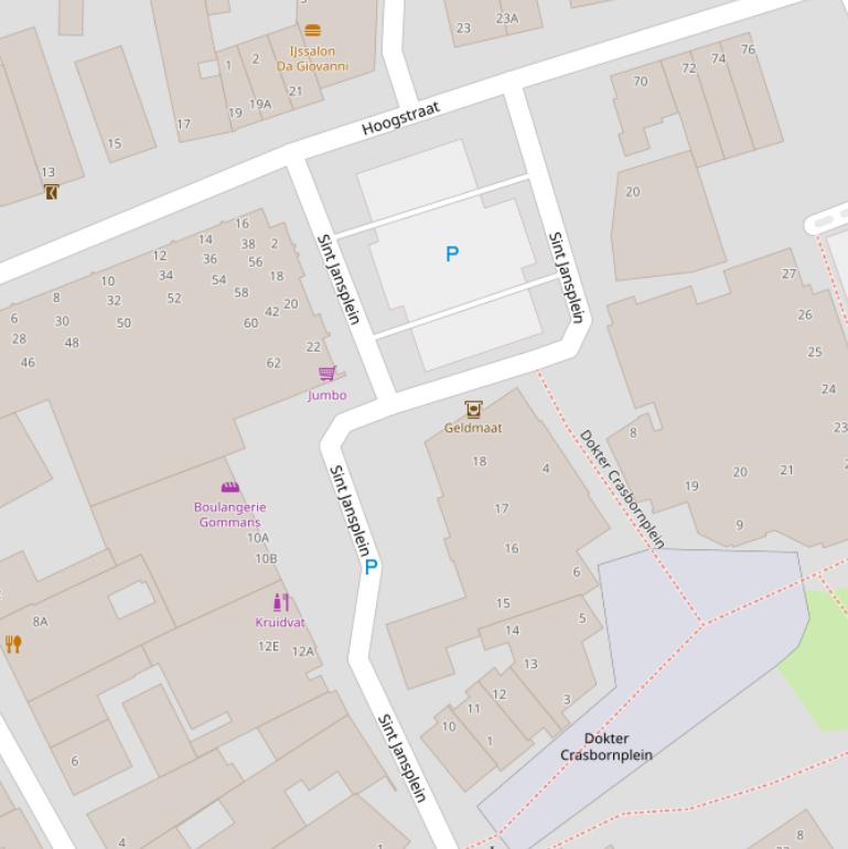 Kaart van het Sint Jansplein.