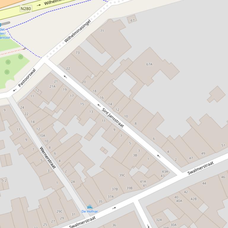 Kaart van de Sint Jansstraat.