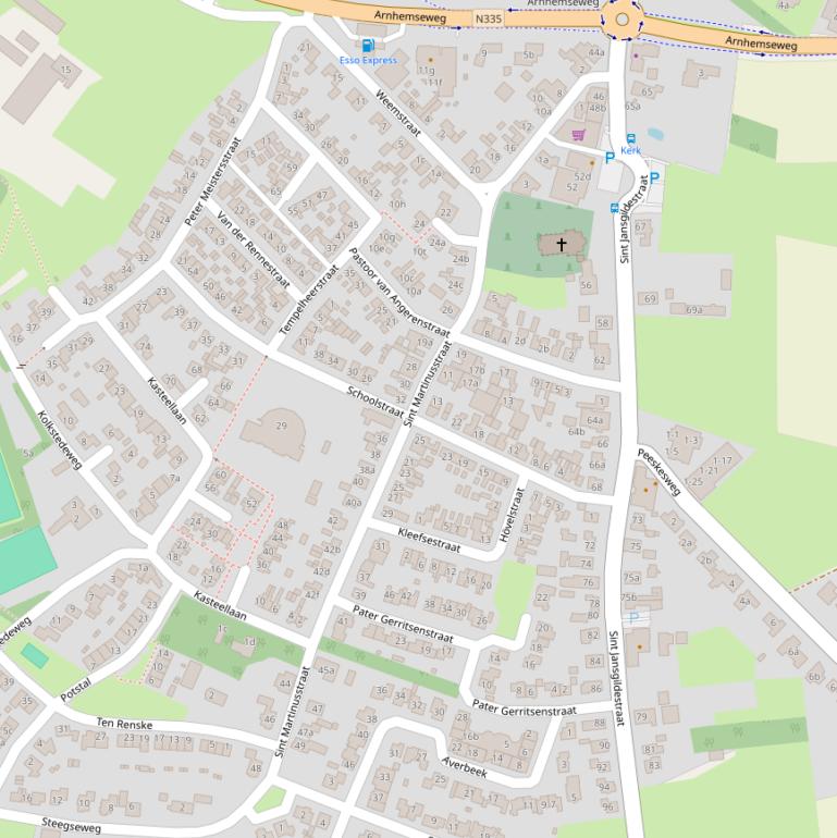 Kaart van de Sint Martinusstraat.