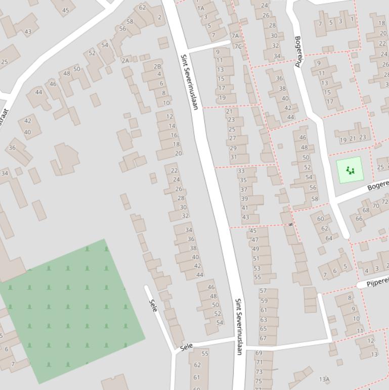 Kaart van de Sint Severinuslaan.