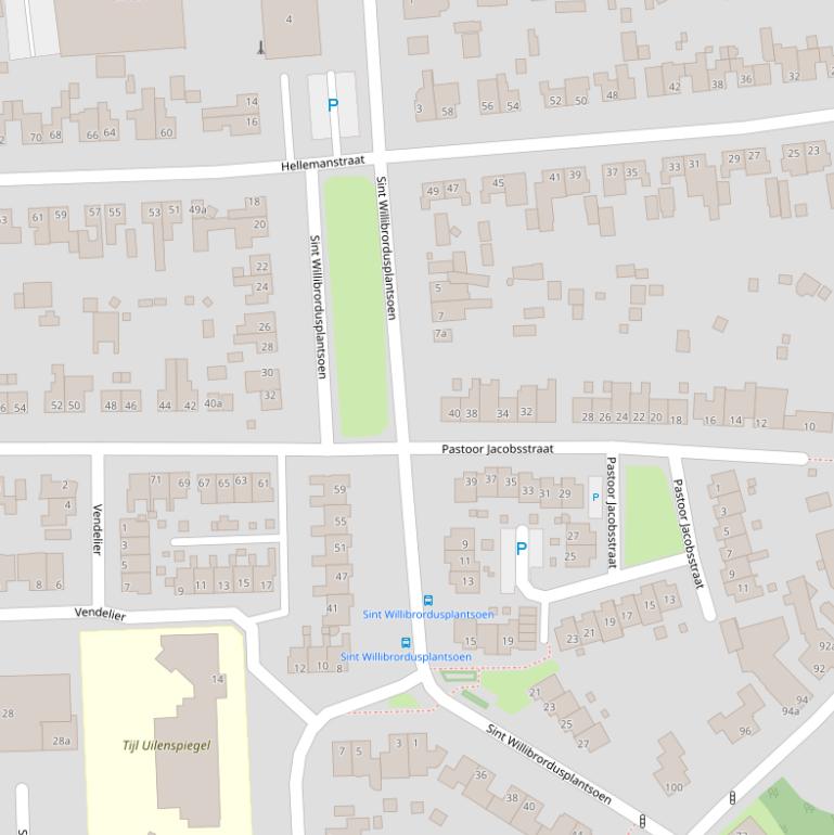 Kaart van het Sint Willibrordusplantsoen.