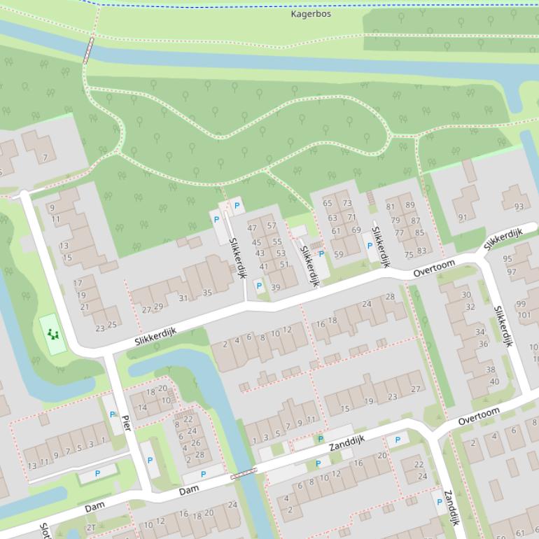 Kaart van de Slikkerdijk.