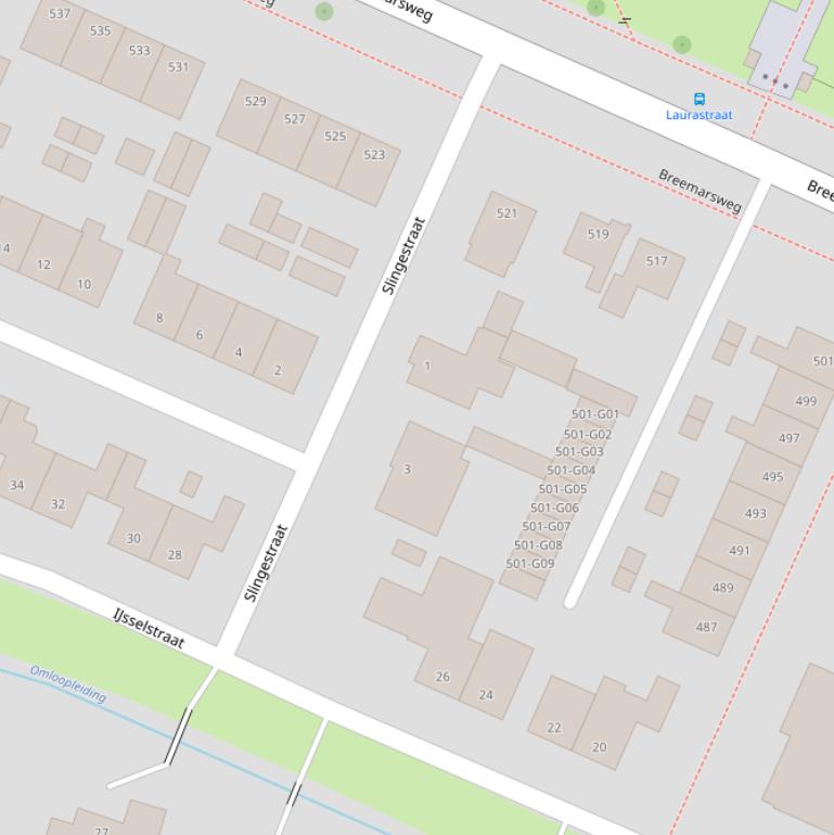 Kaart van de Slingestraat.