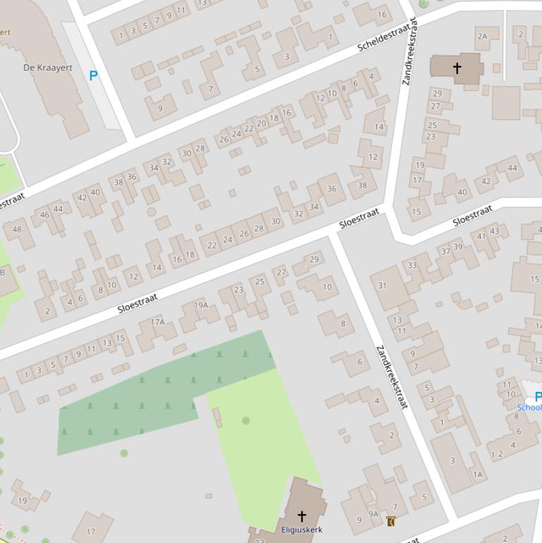 Kaart van de Sloestraat.