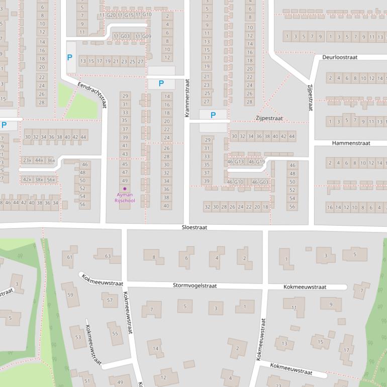 Kaart van de Sloestraat.