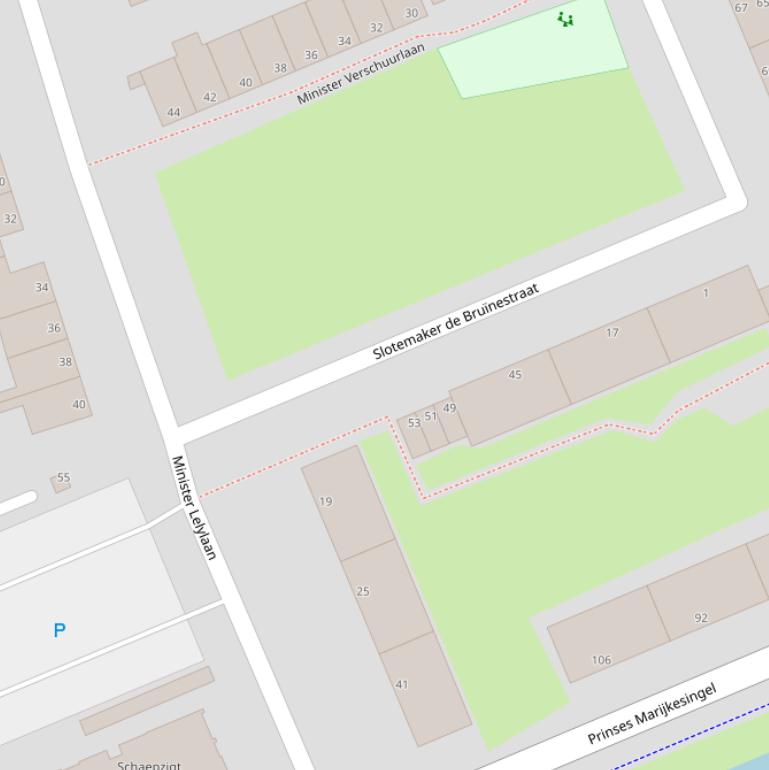 Kaart van  Slotemaker de Bruïnestraat.