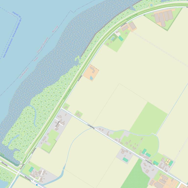 Kaart van de Sluisweg.