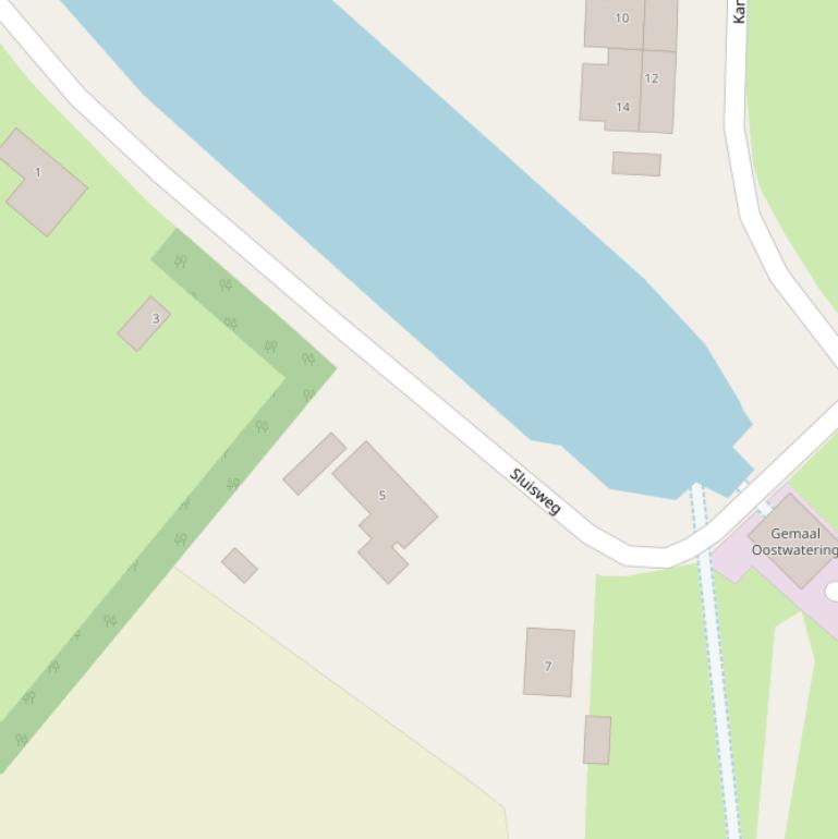 Kaart van de Sluisweg.