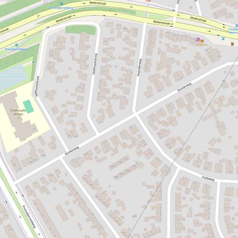 Kaart van de Slunterweg.