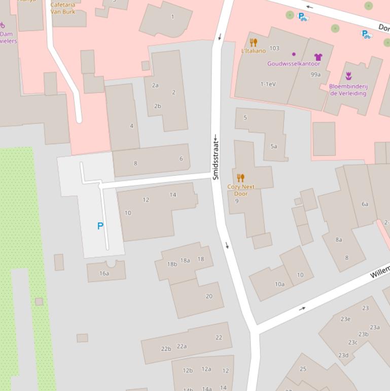 Kaart van de Smidsstraat.