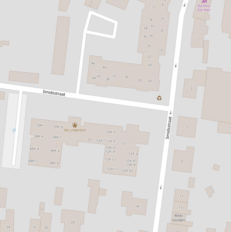 Kaart van de Smidsstraat.