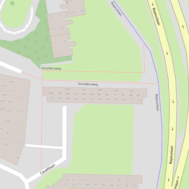 Kaart van de Smuldersweg.