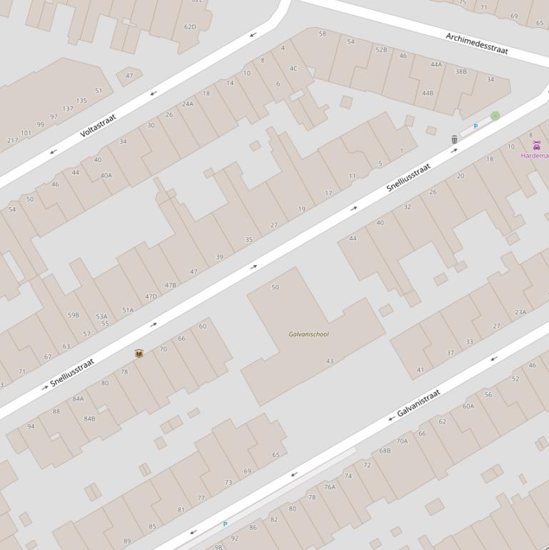 Kaart van de Snelliusstraat.