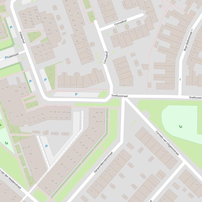 Kaart van de Snelliusstraat.