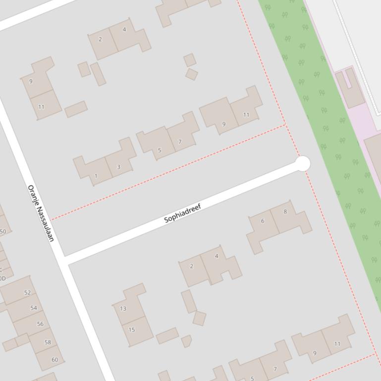 Kaart van de Sophiadreef.