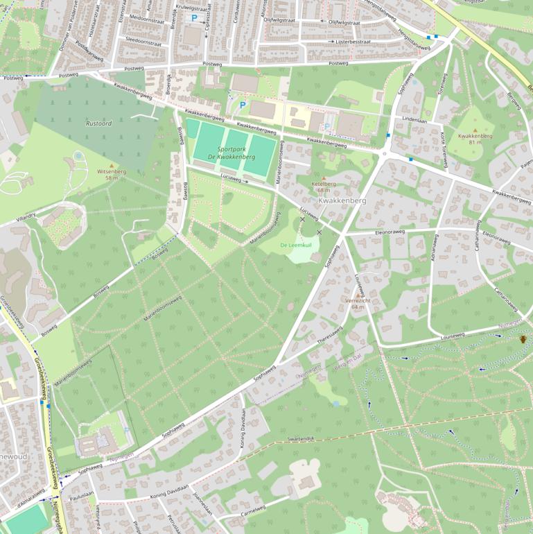 Kaart van de Sophiaweg.