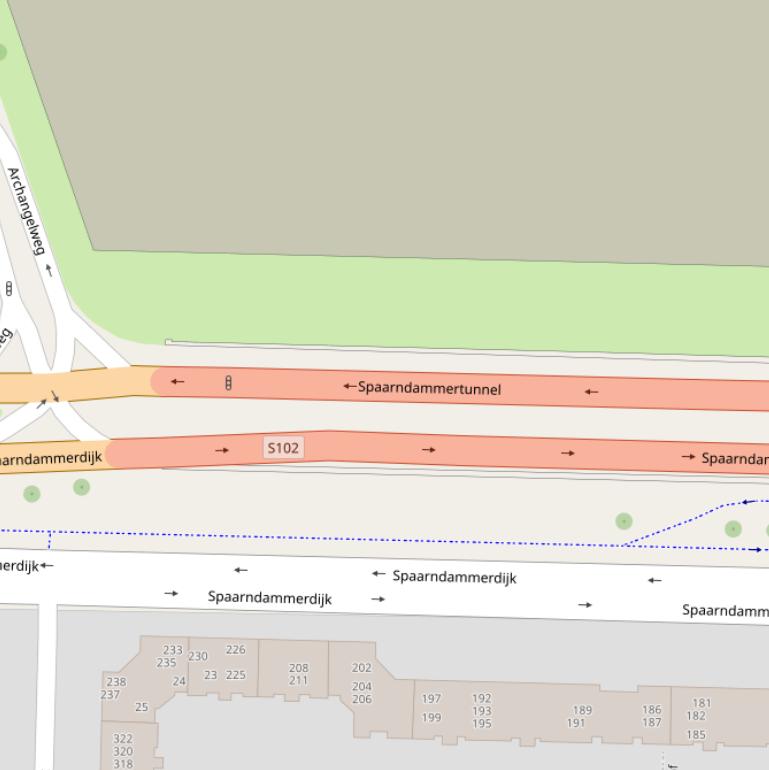 Kaart van de Spaarndammertunnel.