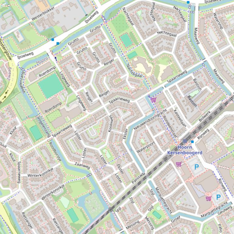 Kaart van de Spaarneweg.