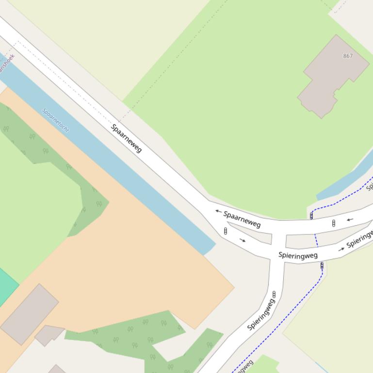 Kaart van de Spaarneweg.