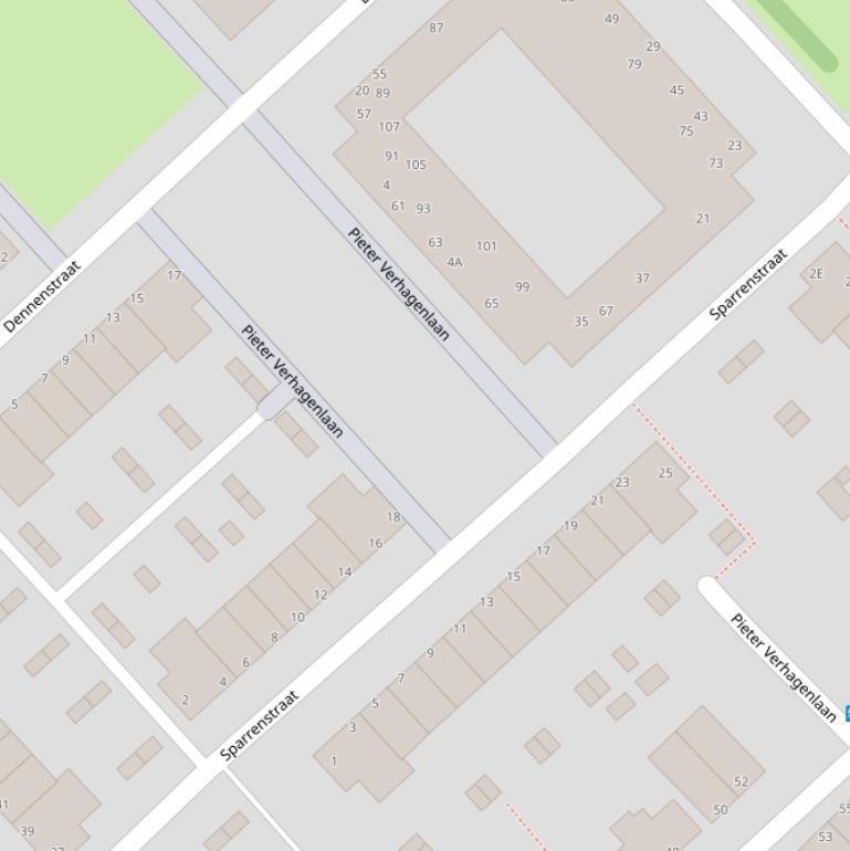 Kaart van de Sparrenstraat.