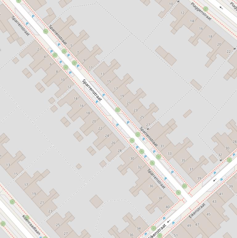 Kaart van de Sparrenstraat.