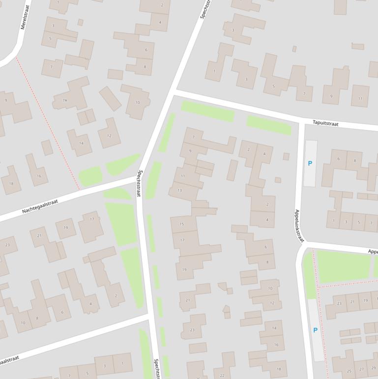 Kaart van de Spechtstraat.