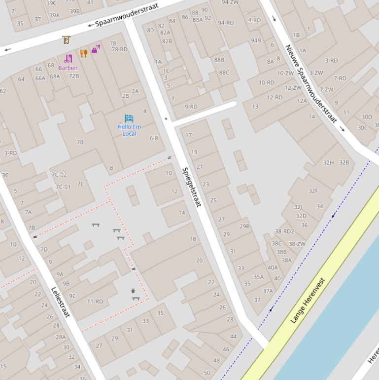 Kaart van de Spiegelstraat.