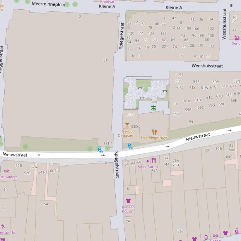 Kaart van de Spiegelstraat.