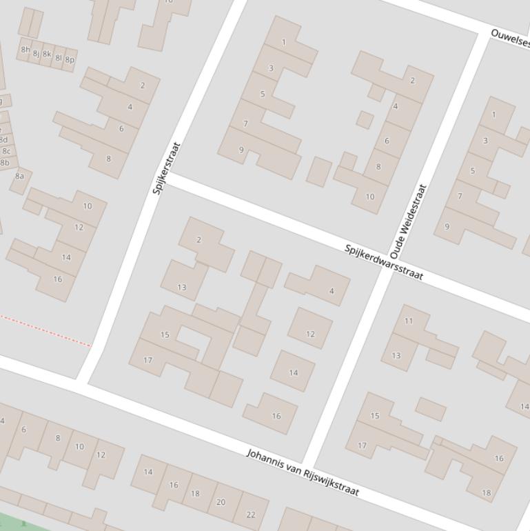 Kaart van de Spijkerdwarsstraat.