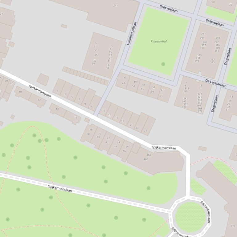 Kaart van de Spijkermanslaan.