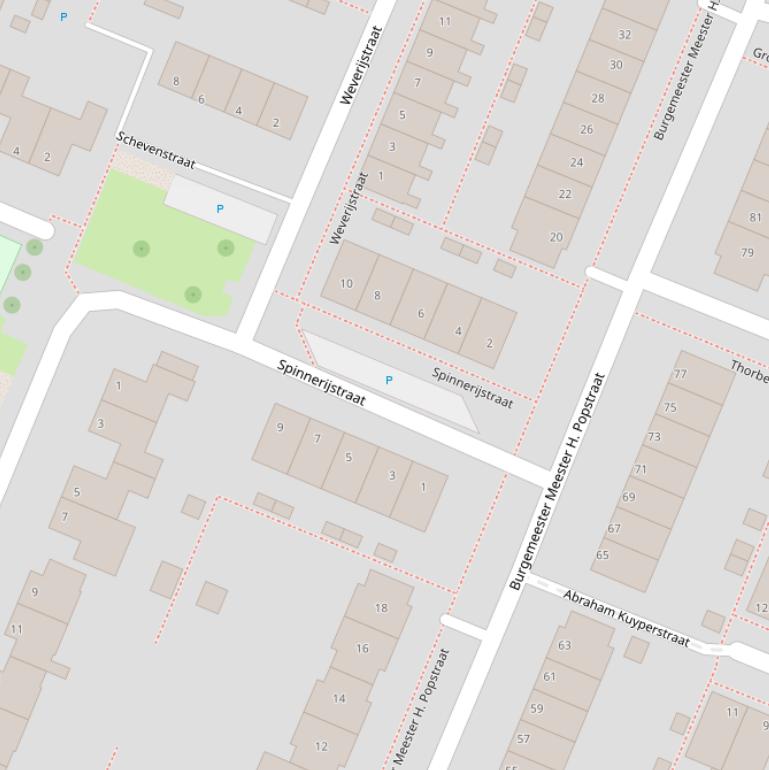 Kaart van de Spinnerijstraat.