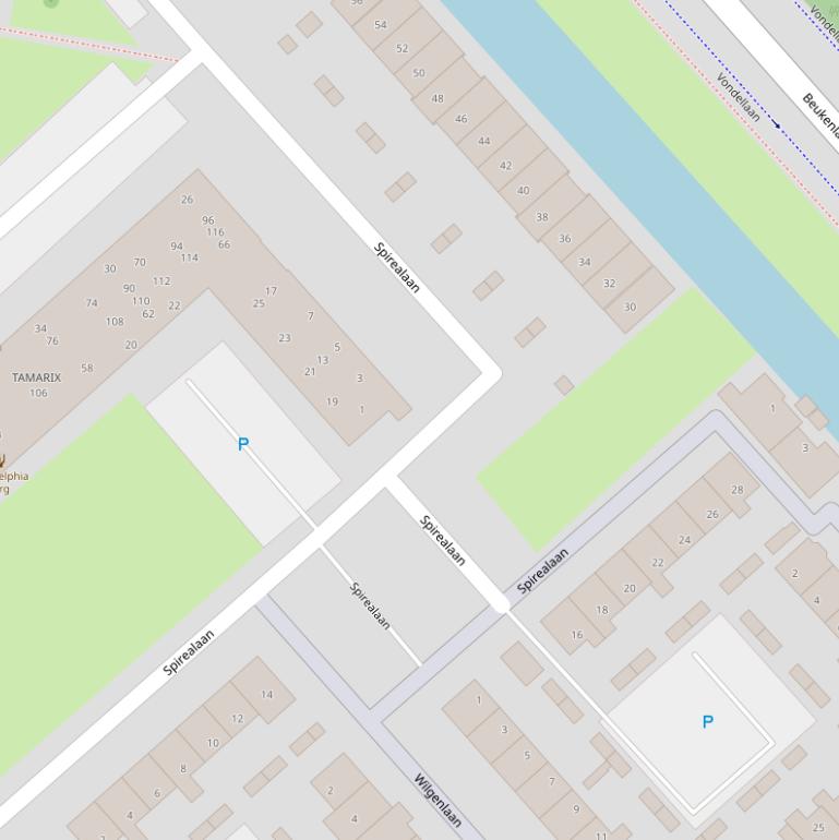 Kaart van de Spirealaan.