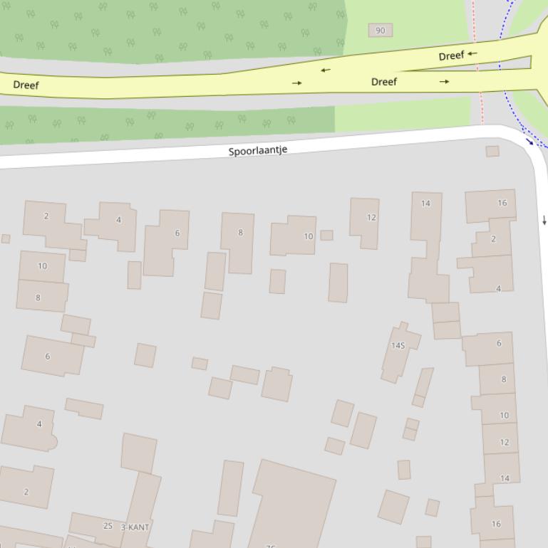 Kaart van het Spoorlaantje.