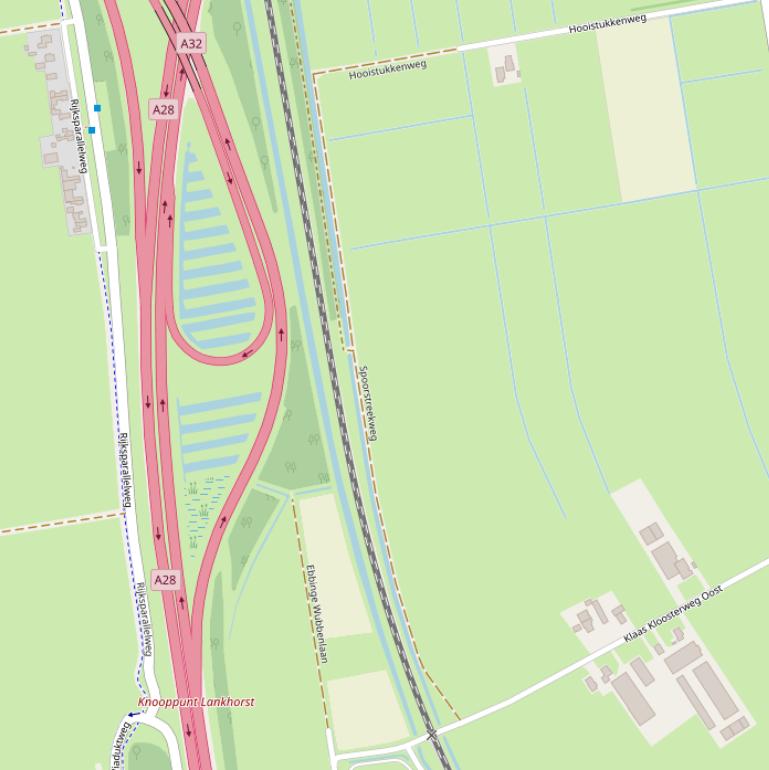 Kaart van de Spoorstreekweg.