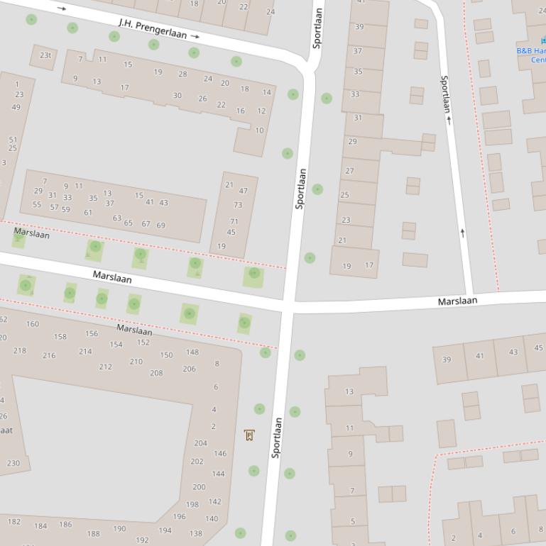 Kaart van de Sportlaan.