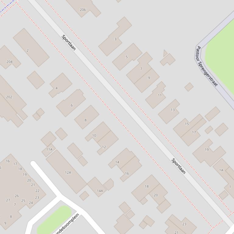 Kaart van de Sportlaan.